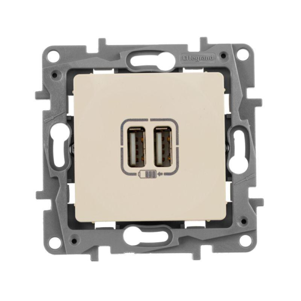 Розетка USB 2-м СП 2мод. Etika 240В/5В 2400мА механизм сл. кость IEK 672394