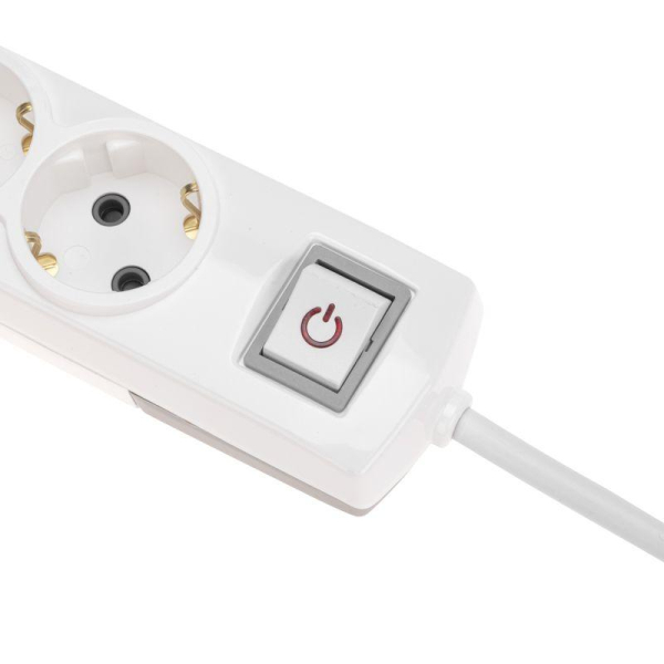 Удлинитель PREMIUM 6 гнезд, 1,5м, 3х1,5мм², с/з, с выключателем, белый REXANT
