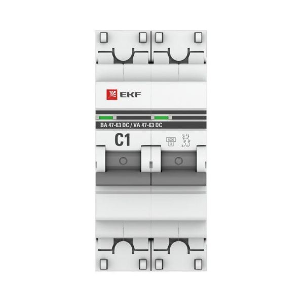 Выключатель автоматический модульный 2п C 1А 6кА ВА 47-63 DC PROxima EKF mcb4763-DC-2-01C-pro
