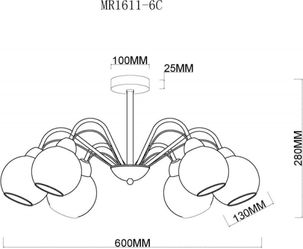 Люстра на штанге MyFar MR1611-6C