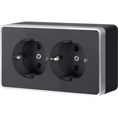 Розетка Werkel W5072134 черный с серебром