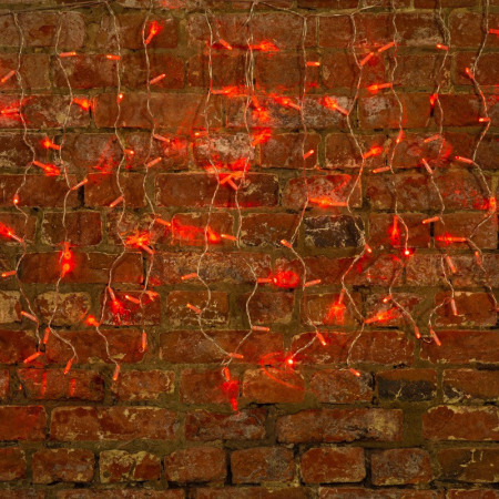 Гирлянда светодиодная Занавес 2x0,8м 160 LED КРАСНЫЙ прозрачный ПВХ IP65 постоянное свечение 230В блок в комплекте NEON-NIGHT