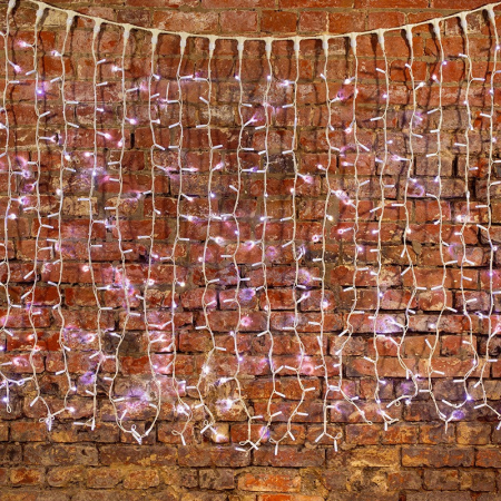 Гирлянда светодиодная Занавес 2х1,5м 360 LED БЕЛЫЙ белый КАУЧУК IP67 постоянное свечение 230В блок в комплекте NEON-NIGHT