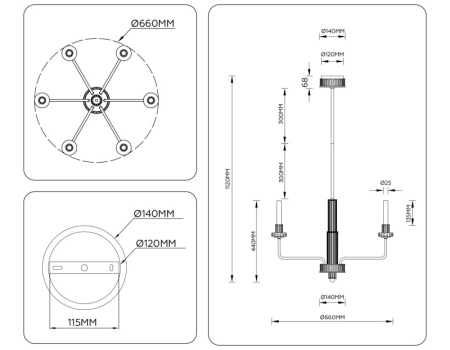Люстра на штанге Ambrella Light LH53124