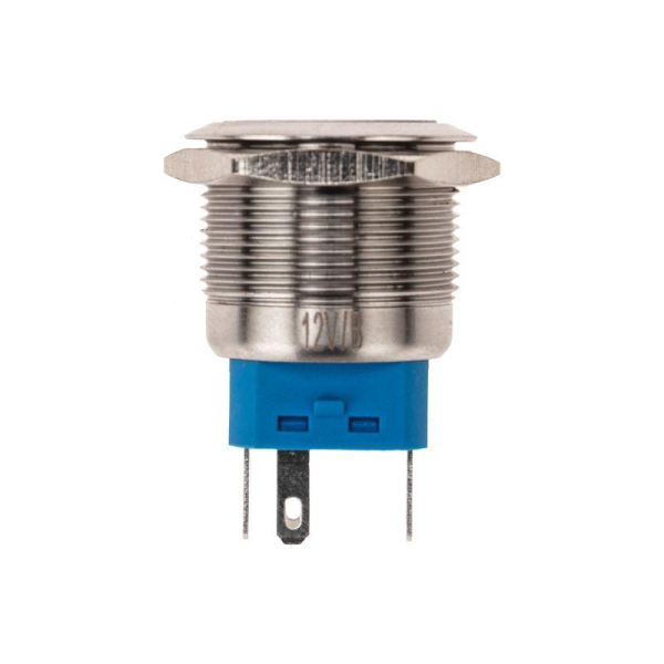 Кнопка антивандальная Ø22 12В(LED) Б/Фикс (5с) OFF-(ON) / ON-(OFF) подсв/синяя REXANT