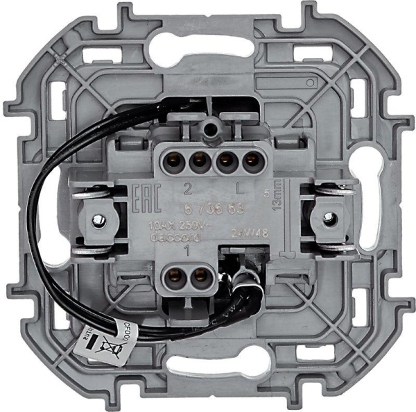 Переключатель 1-кл. Inspiria 10А IP20 250В 10AX с подсветкой/индикацией механизм антрацит IEK 673663