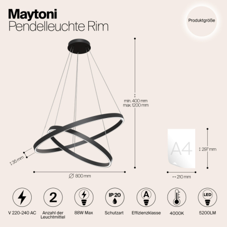 Подвесная люстра Maytoni MOD058PL-L74B4K