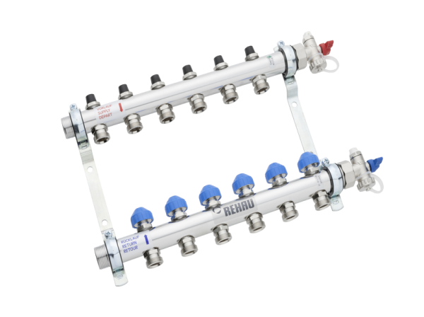 Коллектор распределительный REHAU HKV 1&amp;quot;х3/4&amp;quot;ЕК 11 вых. нерж. сталь без расходомеров