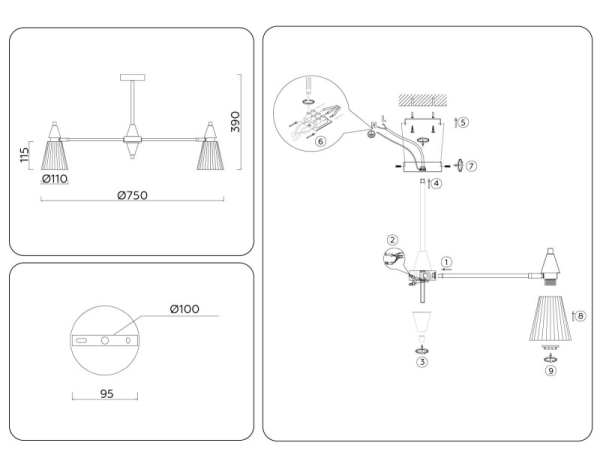 Люстра на штанге Ambrella Light LH58116