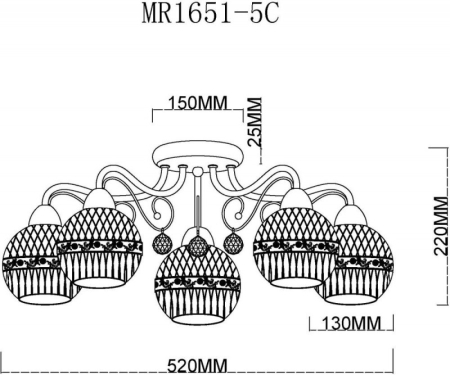 Накладная люстра MyFar MR1651-5C