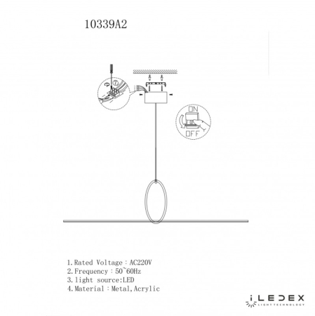 Подвесной светильник iLedex 10339P/A2-35W-3000K BK-WH