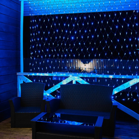 Гирлянда светодиодная Сеть 2,5х2,5м 432 LED БЕЛЫЙ/СИНИЙ черный ПВХ IP65 постоянное свечение 230В блок в комплекте NEON-NIGHT