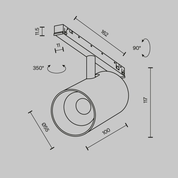 Светильник на шине Maytoni Technical TR243-12W4K-B