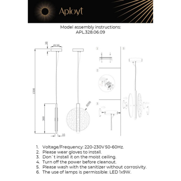 Подвесной светильник APLOYT APL.328.06.09