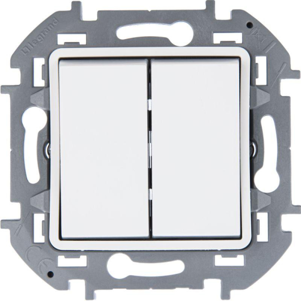 Переключатель модульный 2-кл. Inspiria 250В 10AX с подсветкой бел. IEK 673665