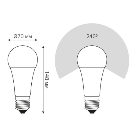 Лампа светодиодная Black 22Вт A70 грушевидная 4100К нейтр. бел. E27 2000лм GAUSS 102502222