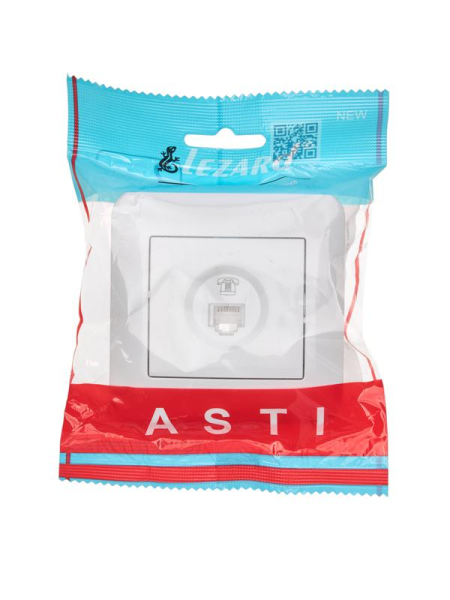 Розетка телефонная евро 1-м СП ASTI IP20 RJ11 в сборе бел. LEZARD 7081-0202-137