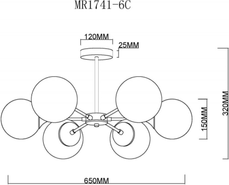 Люстра на штанге MyFar MR1741-6C