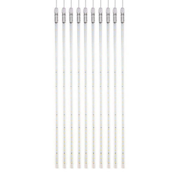 Гирлянда Тающие сосульки комплект 10 шт. х 50см, шаг 100см, 600 LED ТЕПЛЫЙ БЕЛЫЙ, белый каучук, IP67, 24В, соединяется NEON-NIGHT