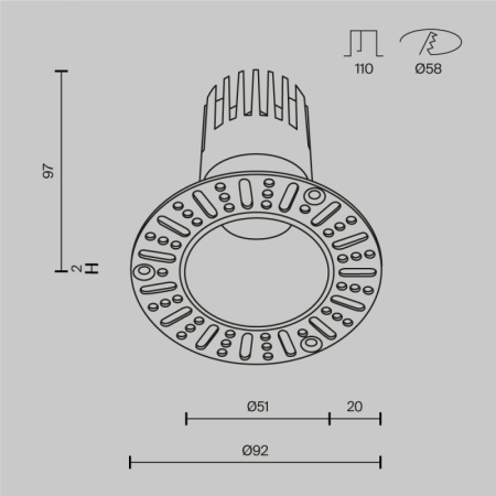 Встраиваемый светильник Maytoni Technical DL120-10W-2.7K-TRS-B
