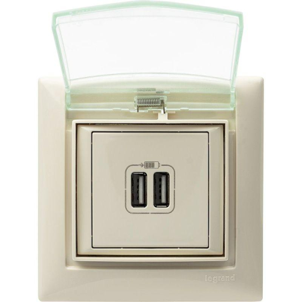 Розетка USB 2-м СП Valena сл. кость IEK 774170