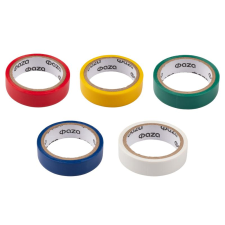 Изолента ПВХ 15ммх5м 5 цветов (уп.5шт) ФАZА 5017214