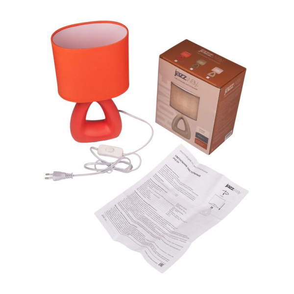 Светильник настольный JH2-01-og E14 IP20 170х100х300мм керамика; ткань; PVC-пластик оранж. JazzWay 5062290