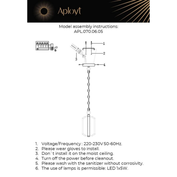 Подвесной светильник APLOYT APL.070.06.05