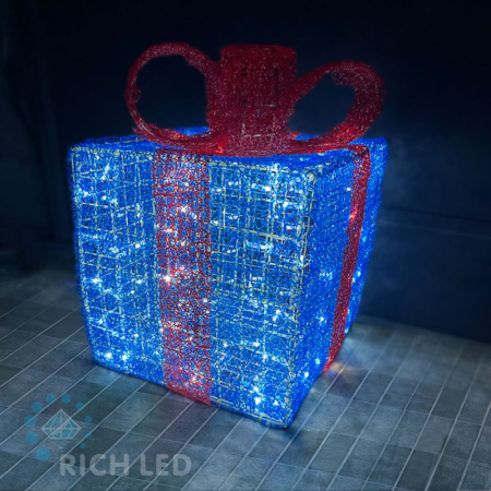 Светодиодный подарок 50 см, синий красный, белый, без мерцания