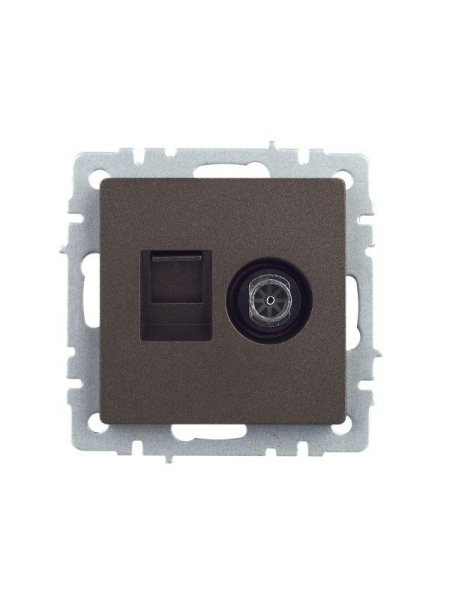 Розетка компьютерная + телевизионная 2-м Brite РТВ/РК12-БрТБ RJ45 кат.5E + TV механизм бронза IEK BR-AK20-1-K45