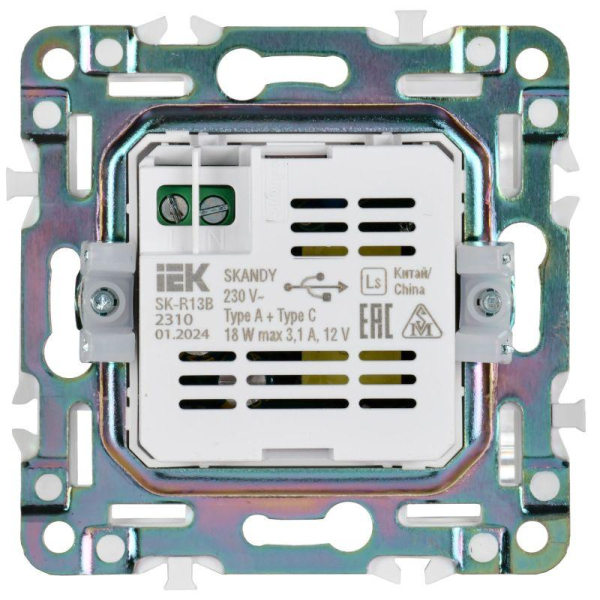 Розетка USB A+C 18Вт SKANDY SK-R13B беж. IEK SK-U22-018-K10