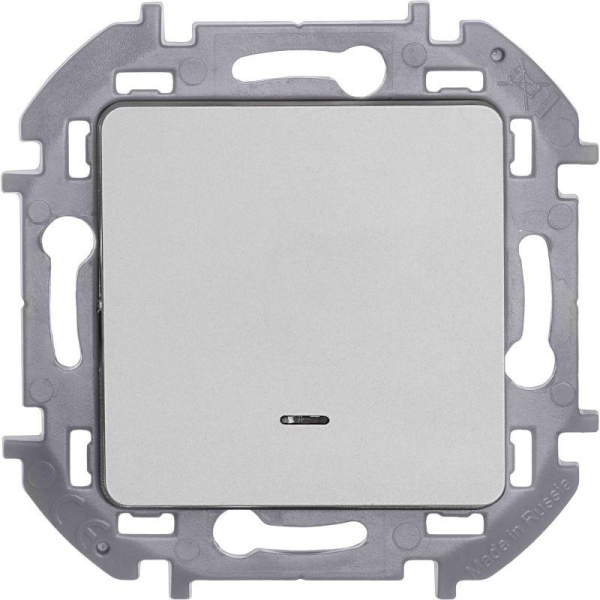 Переключатель 1-кл. Inspiria 10А IP20 250В 10AX с подсветкой/индикацией механизм алюм. IEK 673662