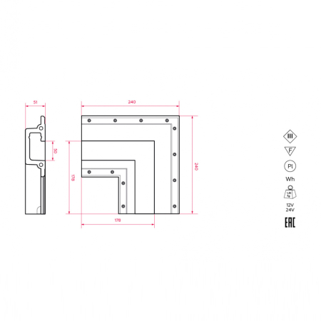 SABER 50.6 Соединительный элемент (внешний угол 90) для SABER 50
