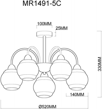 Люстра на штанге MyFar MR1491-5C