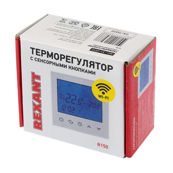 Терморегулятор с сенсорными кнопками R150 Wi-Fi бел. Rexant 51-0590