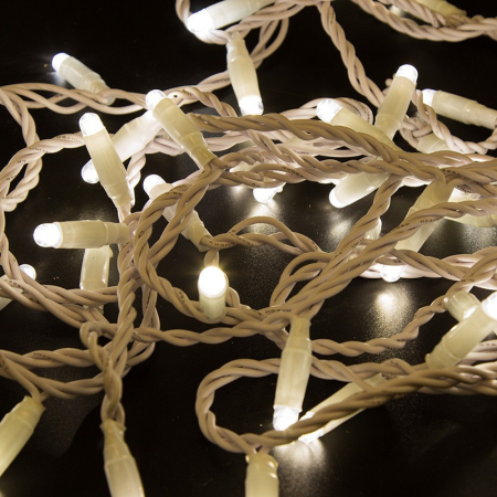 Гирлянда светодиодная Нить 10м 100 LED ТЕПЛЫЙ БЕЛЫЙ белый ПВХ IP65 эффект мерцания 24В соединяется NEON-NIGHT нужен трансформатор 531-100/531-311/531-312