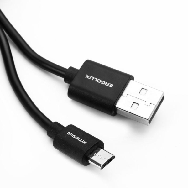 Кабель USB Micro USB 2А 1м зарядка + передача данных черн. (пакет) ERGOLUX 15088