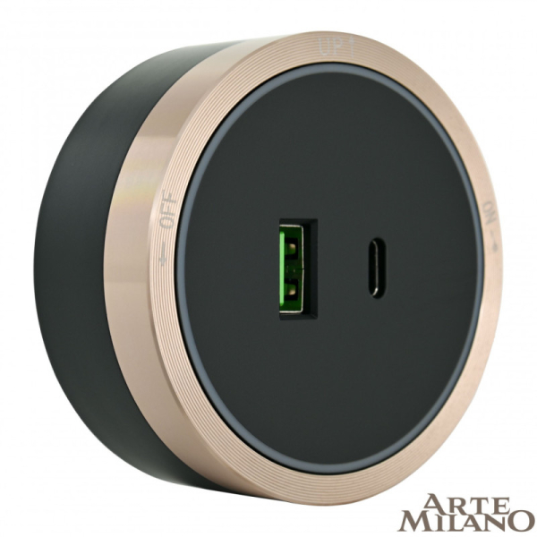Трековая система розеток Arte Milano 380066TS LED/USB-Type-C Gold