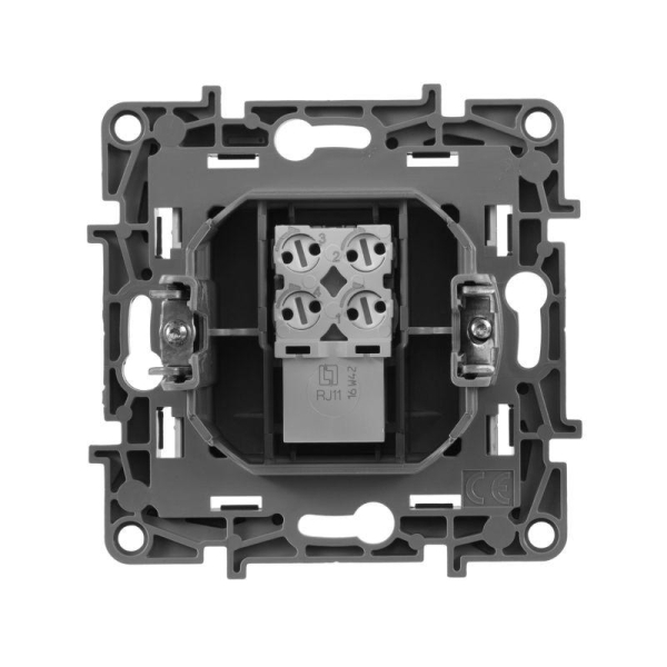 Розетка телефонная 1-м СП Etika RJ11 механизм алюм. IEK 672440