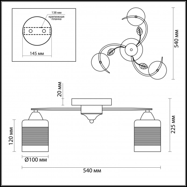 Накладная люстра LUMION 3029/3C