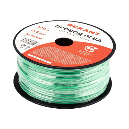 Провод ПГВА 1х0,50мм², зеленый, бухта 100м REXANT