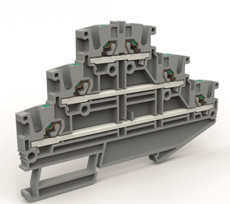 Клемма трехуровневая на 2.5кв.мм DKC ZEFT200GR