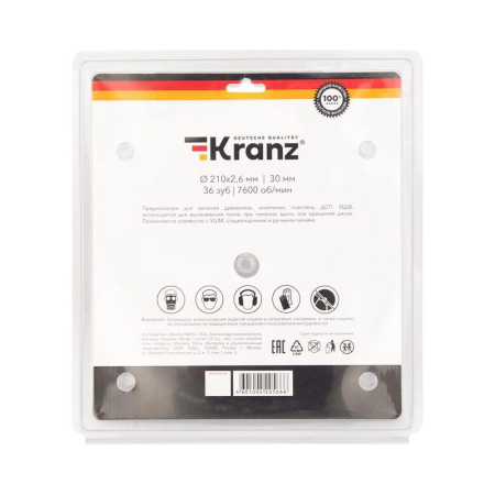 Диск пильный 210 мм х 36 зуб х 30 мм KRANZ