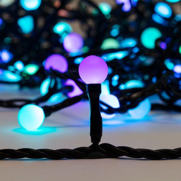 Гирлянда светодиодная Мультишарики Ø13мм 20м 200 LED RGB черный ПВХ IP65 быстрая смена цвета 230В нужен блок 303-500 NEON-NIGHT