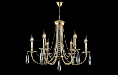 Подвесная люстра Crystal Lux VICTORIA SP6 GOLD/AMBER