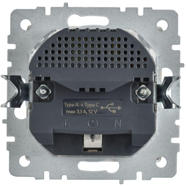 Розетка BRITE РЮш11-1-БрАБ 16А с USB A+C 18Вт с заземл. защ. шторки механизм арктич. бел. IEK BR-R14-16-U22-018-K91