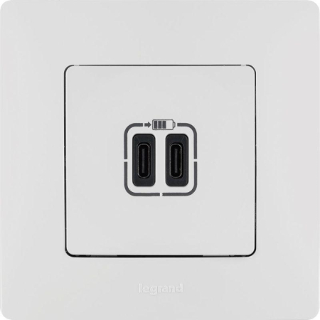 Устройство зарядное Etika с 2-мя USB разъемами C и C 240В/5В 3000мА бел. IEK 672235