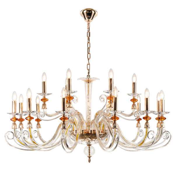 Crystal Lux Люстра Crystal Lux CATARINA SP12+6 V2 GOLD/TRANSPARENT-COGNAC