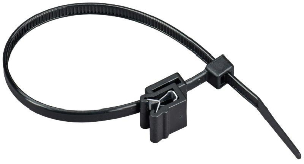 Хомут 4.8х200мм P6.6 с креплением на кромку черн. (уп.100шт) IEK UHH17-D048-200-100-K02