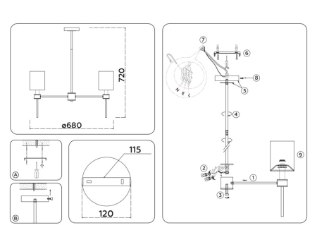 Люстра на штанге Ambrella Light LH72371